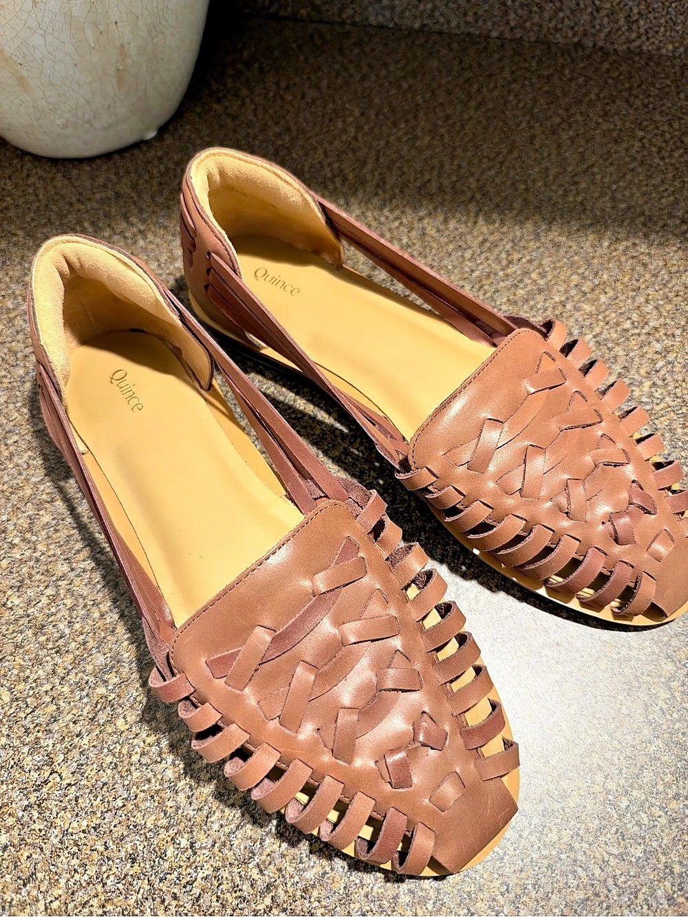 Quince 100% Leather Huarache Flat Woven Leather Flats in Brown US 8.5